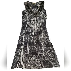 One World Sleeveless Gray and Black Dress, Size Large